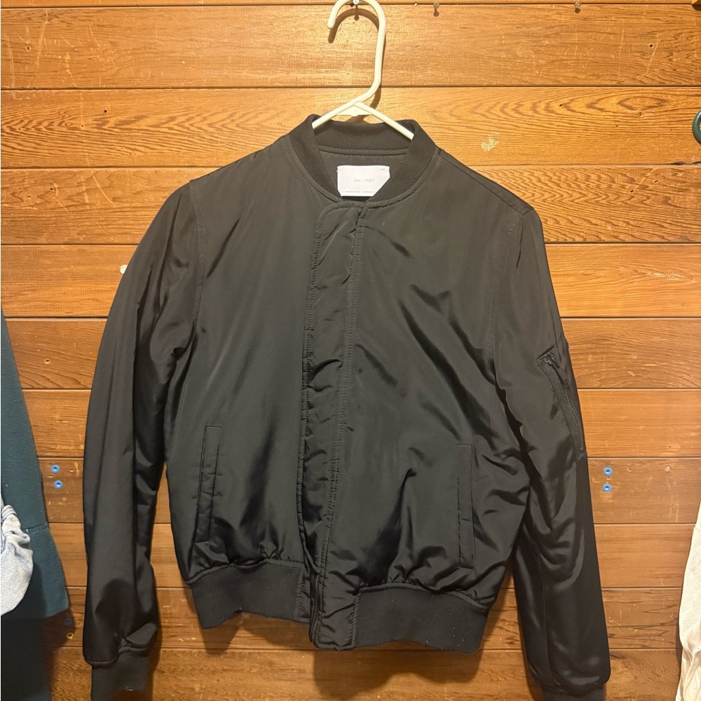 OAK + FORT Classic Black Bomber Jacket